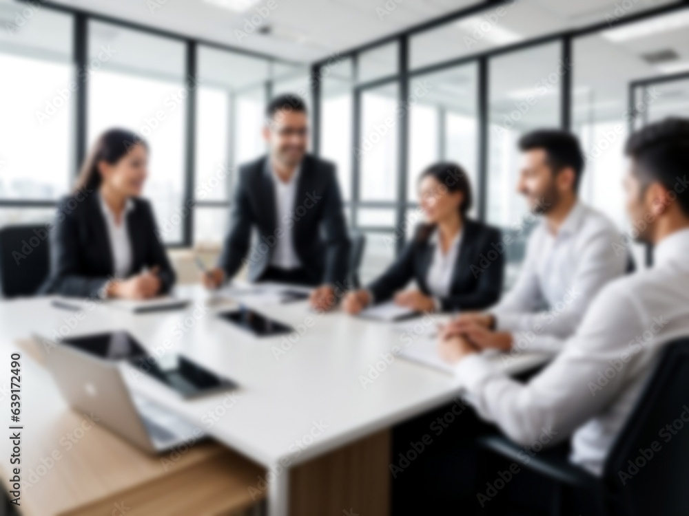 Blurred business people meeting at the office, blurred office interior space background for presentation