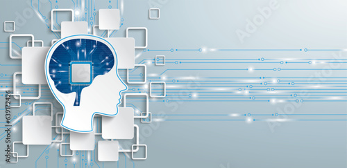 Human Head AI Processor Squares Circuit Header