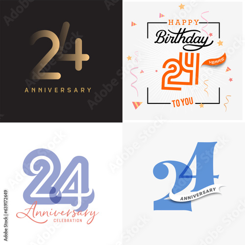 24 years anniversary vector number icon, birthday, anniversary design