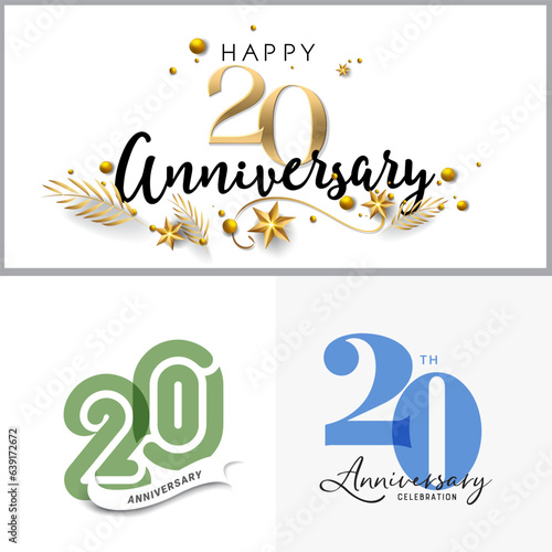 20 years anniversary vector number icon, birthday, anniversary design
