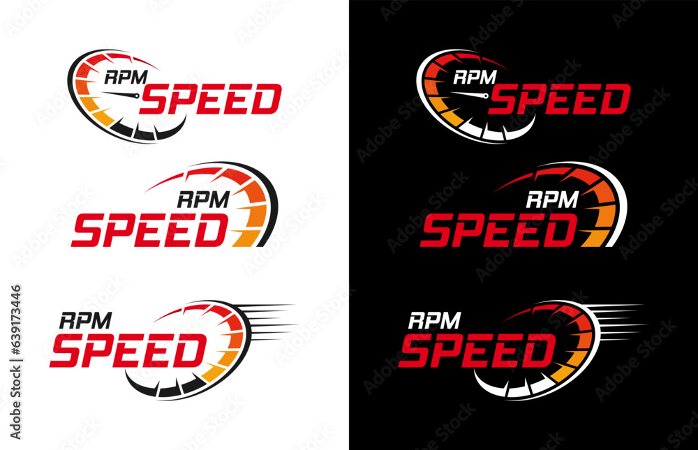 Set bundle RPM speed logo design icon template
