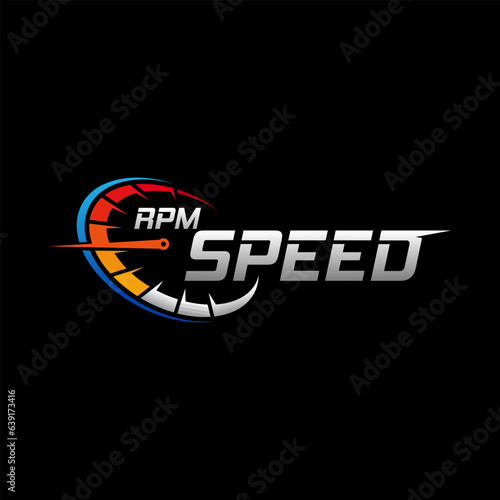 Speedometer RPM gauge icon logo template