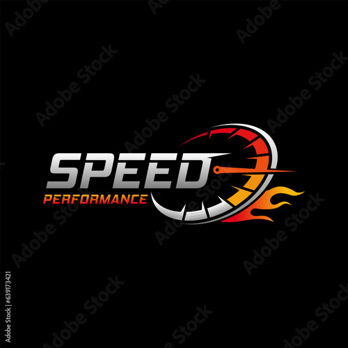 Speed rpm, speedometer logo design template