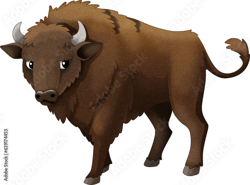 Fotótapéta Cartoon wild animal bison aurochs isolated illustration for children