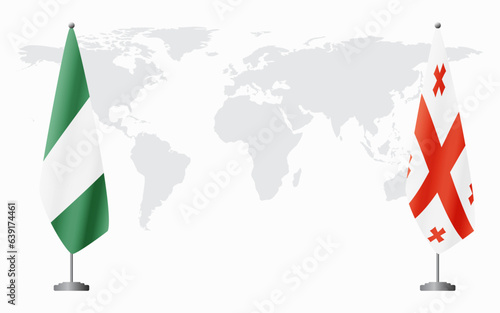 Nigeria and Georgia flags for official meeting
