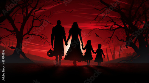 Halloween Family concept. Generative AI.