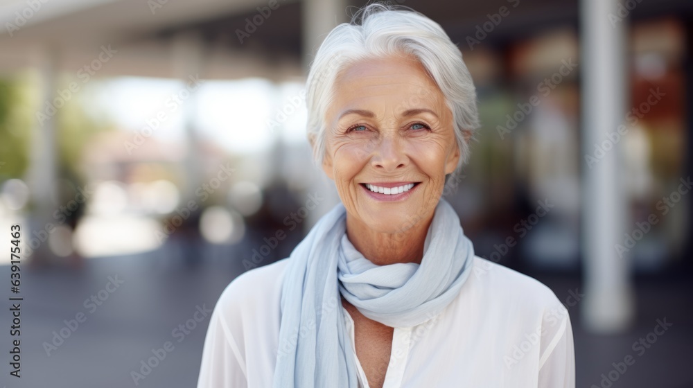 Smiling elderly woman, standing in the city. A happy old Caucasian grandmother standing outdoors on a nice spring day. Good looking cheerful European senior female outside, close-up portrait. Smiling elderly woman, standing in the city. A happy old Caucasian grandmother standing outdoors on a nice spring day. Good looking cheerful European senior female outside, close-up portrait.