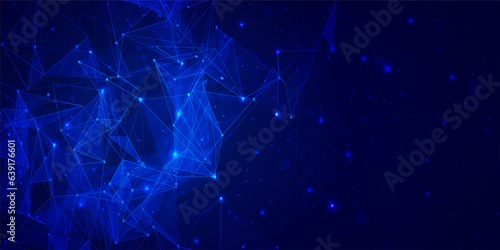 Digital technology internet network connection blue background, cyber nano information, abstract futuristic communication, innovation science future tech data, Ai big data, lines dots illustration 3d