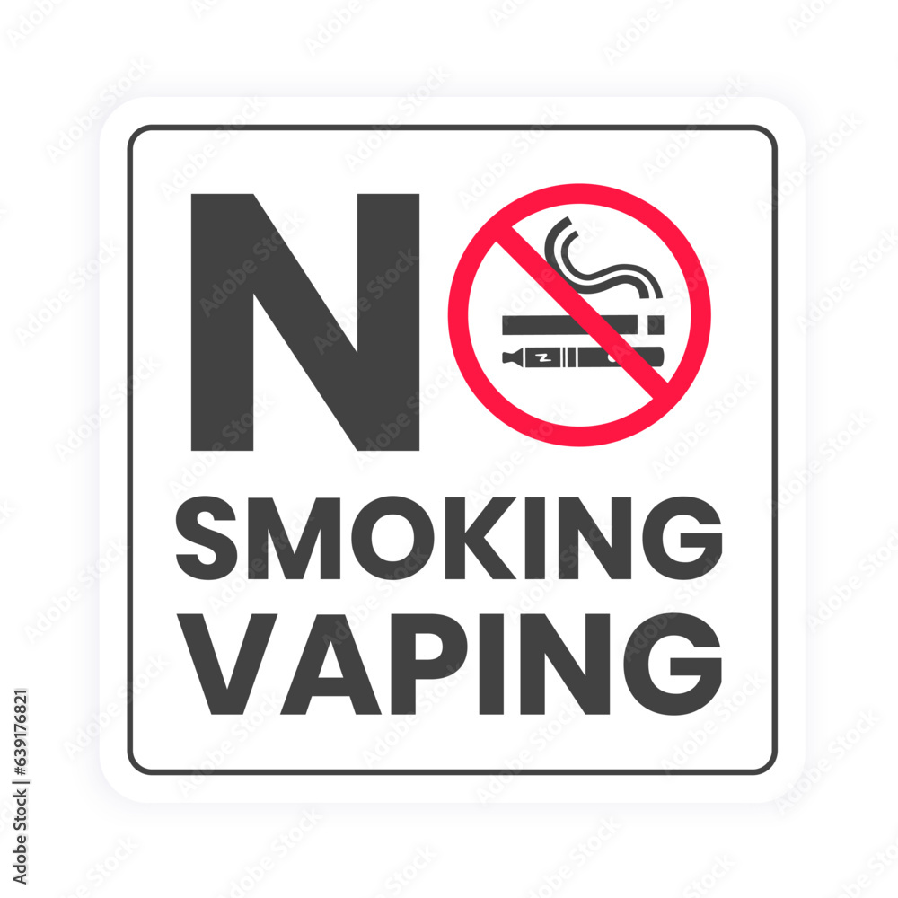 No smoking no vaping sign. Forbidden sign icon isolated on white background vector illustration. Cigarette, vape and smoke and in prohibition circle. No smoking no vaping sign. Forbidden sign icon isolated on white background vector illustration. Cigarette, vape and smoke and in prohibition circle.