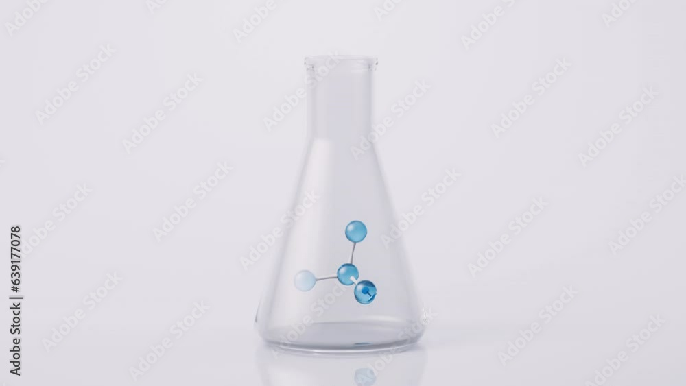 Chemical glassware and molecule, 3d rendering. Chemical glassware and molecule, 3d rendering.