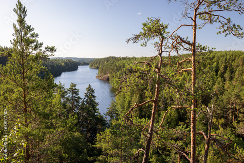 View over finnish landscape with water and forest in summer, Karelia, Finland © sg-naturephoto.com 