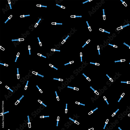 Line Pipette icon isolated seamless pattern on black background. Element of medical, chemistry lab equipment. Pipette with drop. Medicine symbol. Vector
