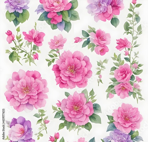 Pink and violet flower seamless pattern