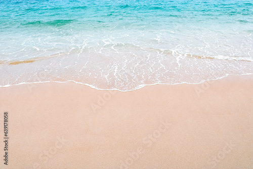 Soft beautiful ocean wave on sandy beach. Background. Copy space. © ss404045