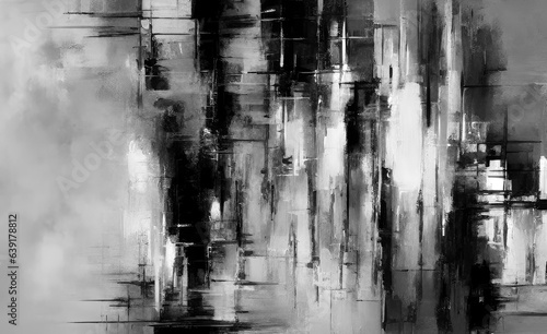 Informalism style abstract art background with soft black, white and grey colors blending into one another