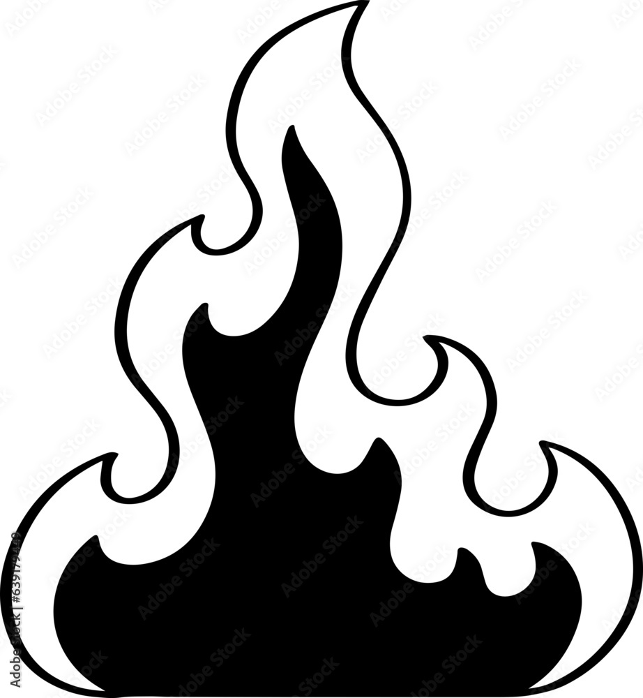 hand drawn fire illustration.