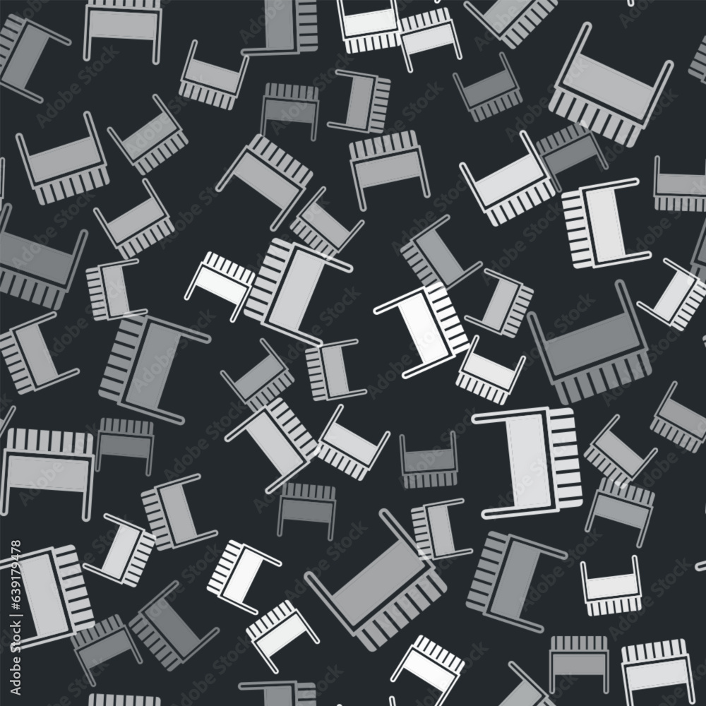 Grey Football goal icon isolated seamless pattern on black background. Vector