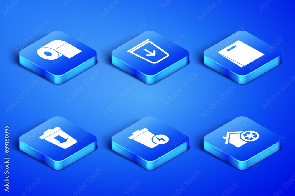 Set Eco House with recycling, Toilet paper roll, Lightning trash can, Send to the, and Shopping bag icon. Vector Set Eco House with recycling, Toilet paper roll, Lightning trash can, Send to the, and Shopping bag icon. Vector