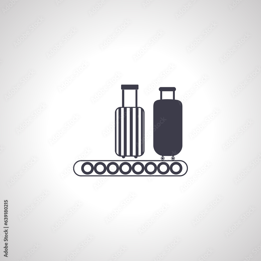 luggage at airport isolated icon. suitcase moving on luggage carousel. baggage claim icon luggage at airport isolated icon. suitcase moving on luggage carousel. baggage claim icon