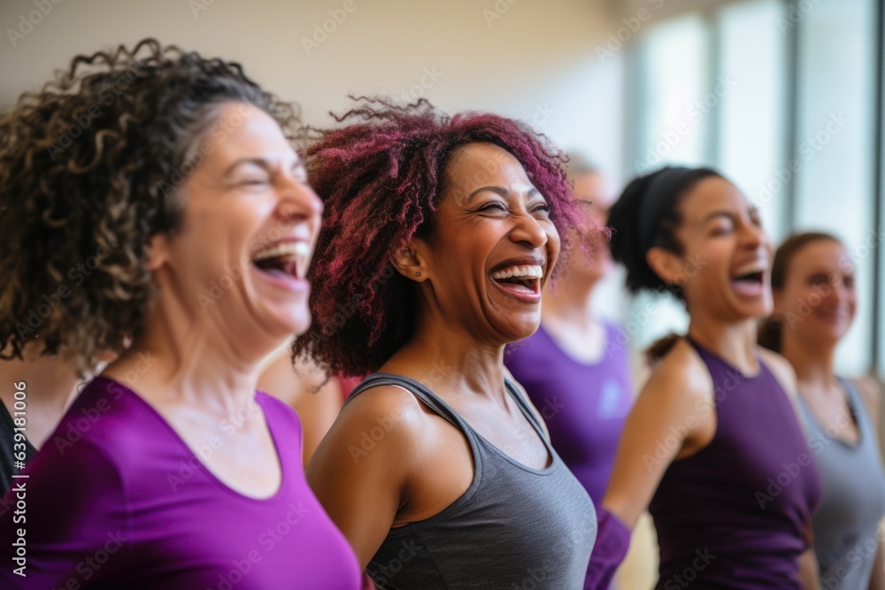Zumba class laughing happy. Generate Ai Zumba class laughing happy. Generate Ai