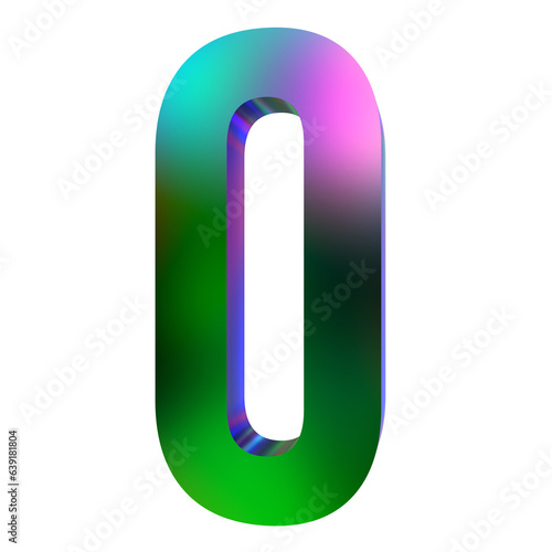 3D Number with Holographic color