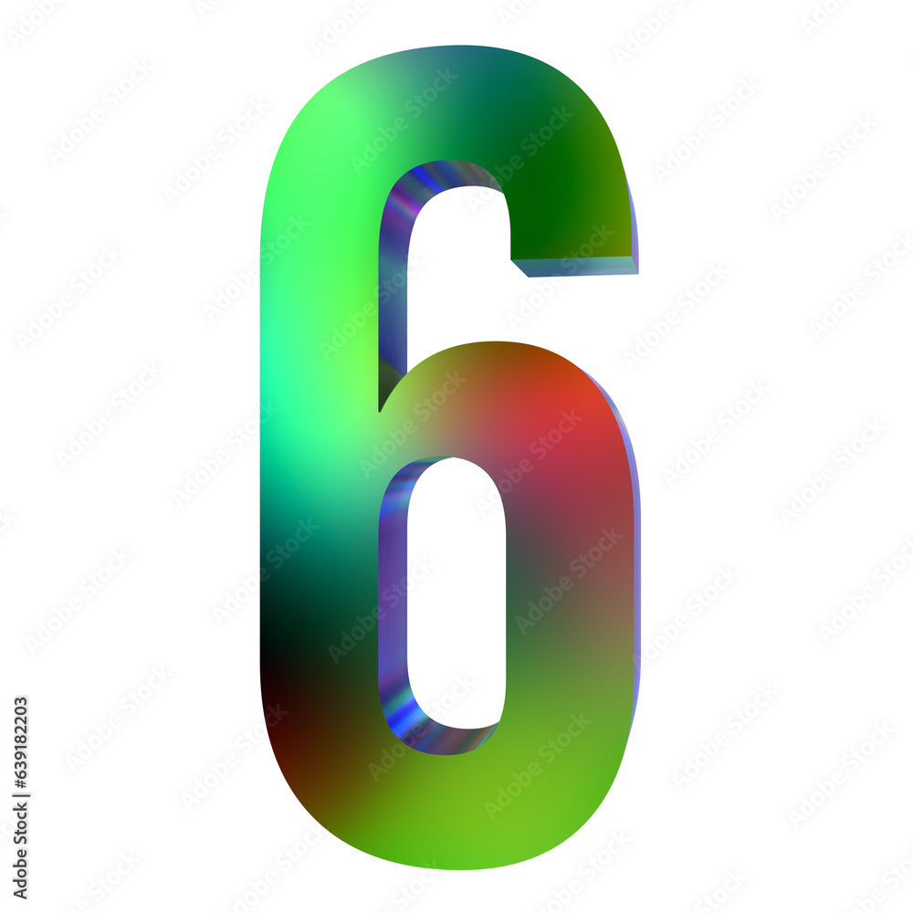 3D Number with Holographic color 3D Number with Holographic color