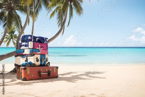 Traveling to Paradise: Suitcase by Palm Tree