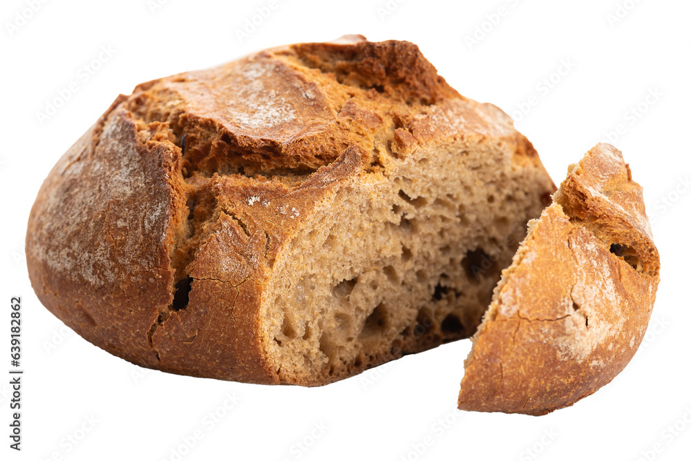 PNG, Round dark bread with cracked baked crust
