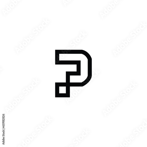 P letter logo initial line art outline monoline Vector Image.  © MdRana