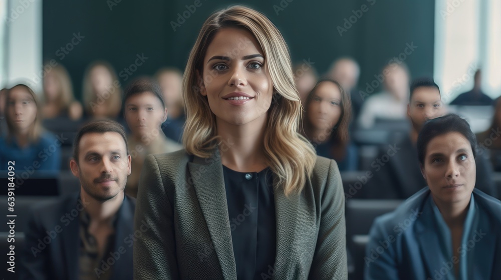 Portrait of a young successful businesswoman at a conference Portrait of a young successful businesswoman at a conference