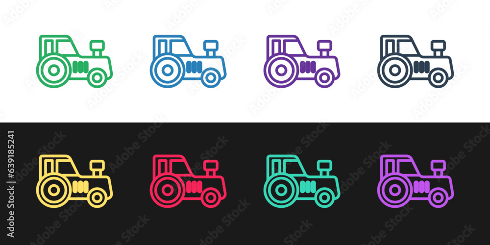 Set line Tractor icon isolated on black and white background. Vector Set line Tractor icon isolated on black and white background. Vector