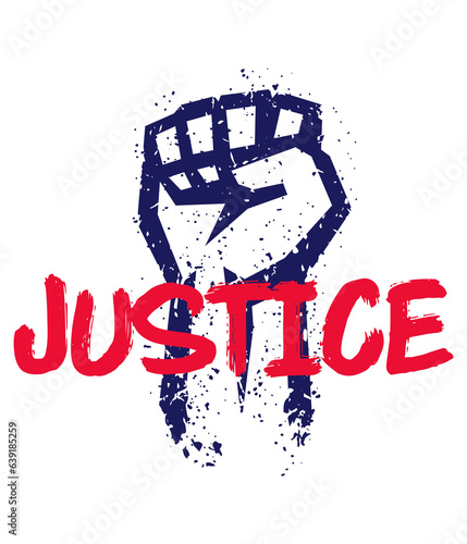 justice poster with fist held high in protest