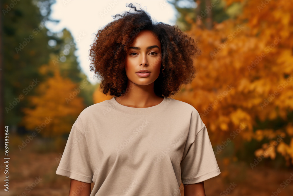 Beautiful young Hispanic woman with autumn on background Beautiful young Hispanic woman with autumn on background