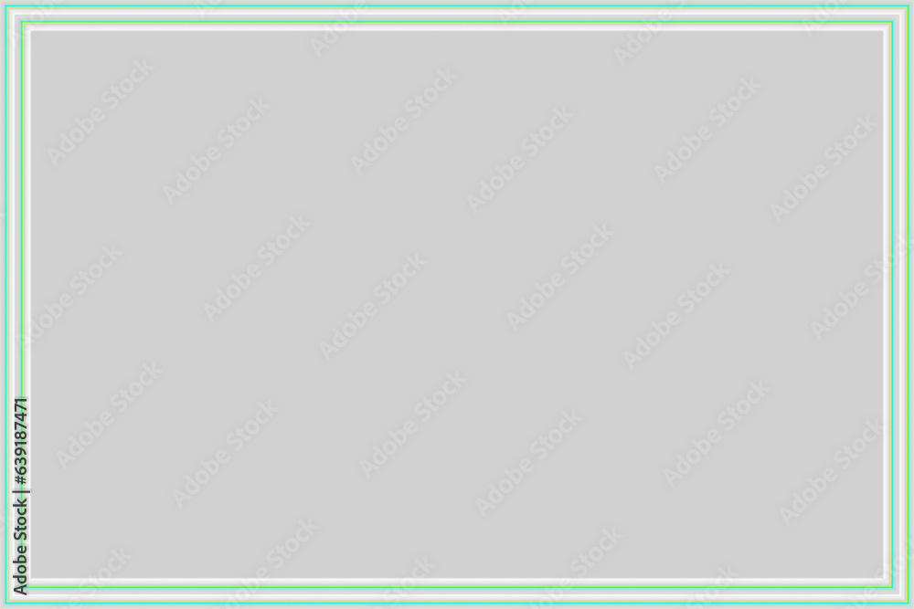 Empty picture frame. Gray background. Green border.