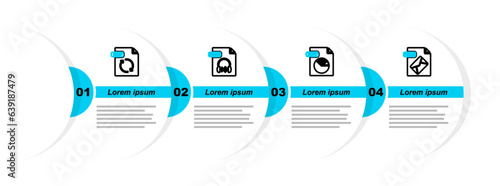 Set line MSG file document, PPT, MP3 and GIF icon. Vector