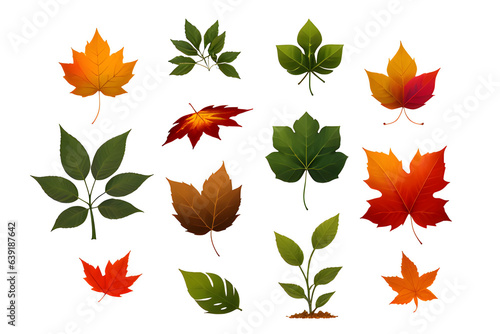 many kind autumn leaves element ai generated