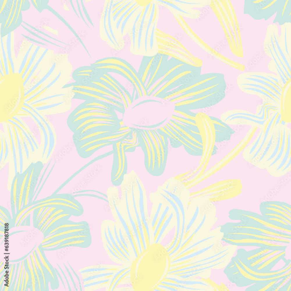 Pastels Botanical Floral Seamless Pattern Design