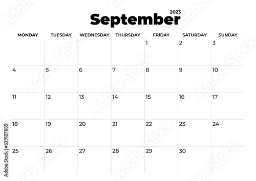 calendar september 2023 start from monday