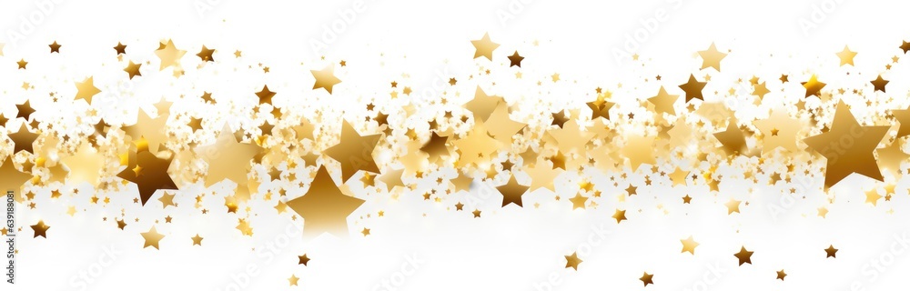 Gold star dust sparkle on white. Generative AI Gold star dust sparkle on white. Generative AI