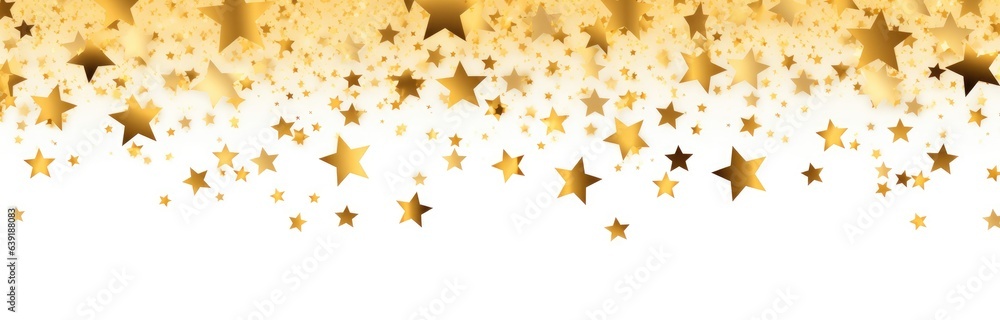 Gold star dust sparkle on white. Generative AI Gold star dust sparkle on white. Generative AI
