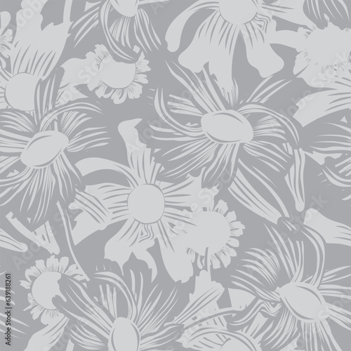 Monochrome Botanical Floral Seamless Pattern Design