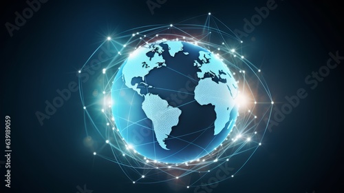 Global business concept of connections and information transfer in the world
