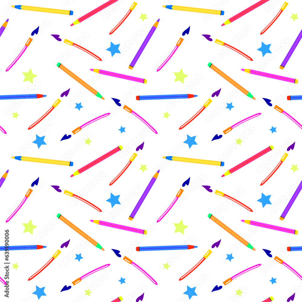 Colorful seamless pattern with school supplies and creative elements Colorful seamless pattern with school supplies and creative elements