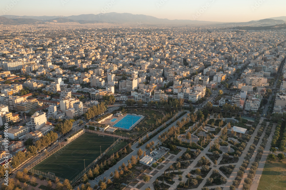 Aerial View of Athens' National Opera House Amidst Verdant Parklands