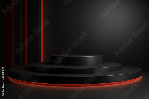 abstract products background with black podium concept for branding 