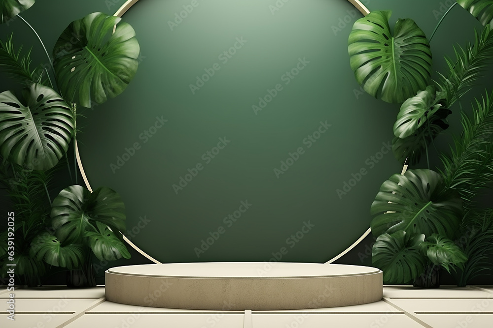 Modern Luxury Podium Set With Monstera Modern Luxury Podium Set With Monstera