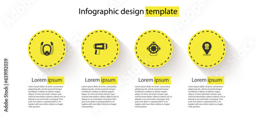 Set Diving mask with snorkel, Flashlight for diver, Aqualung and Scallop sea shell. Business infographic template. Vector