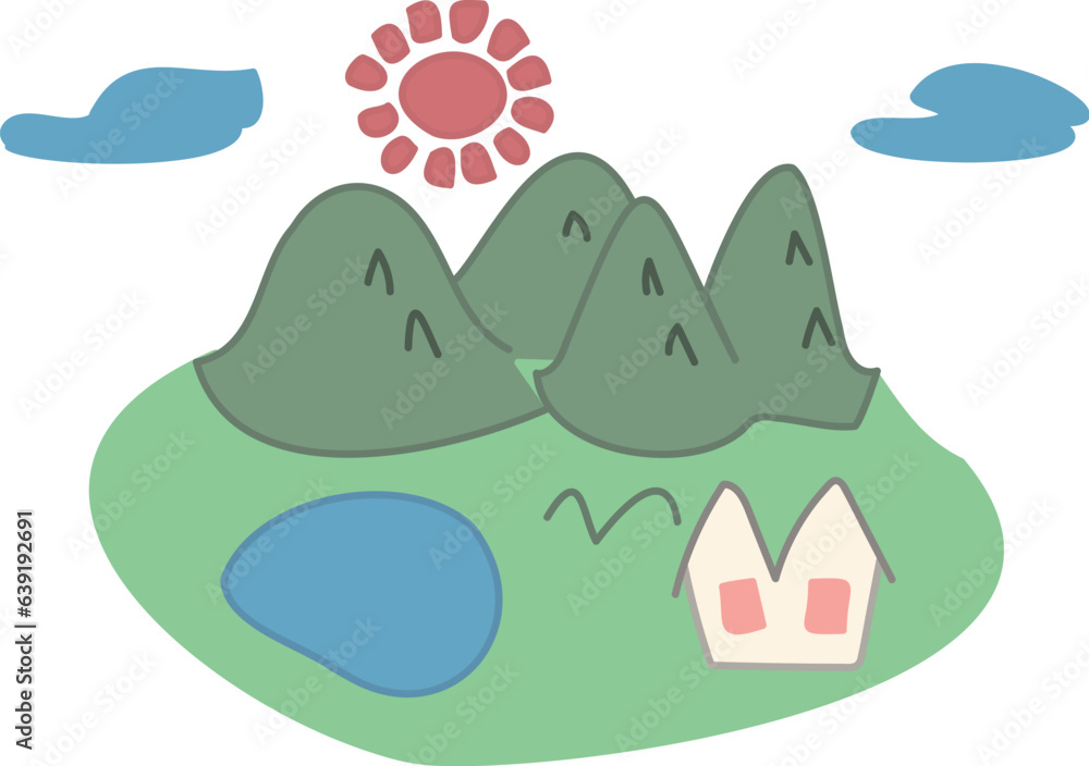 シンプルな山と山