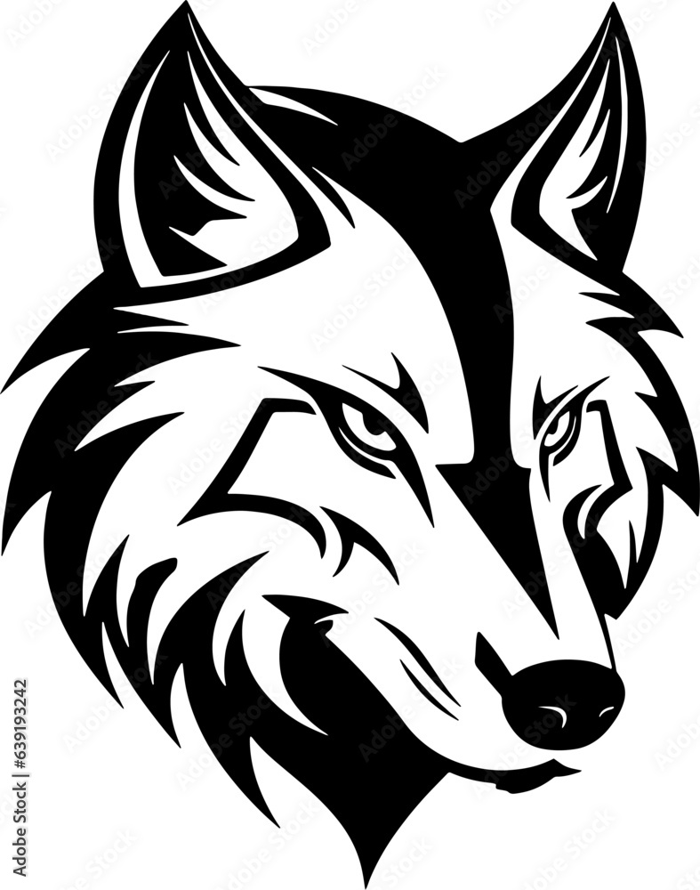 Wolf head art style logo on white background. generative ai