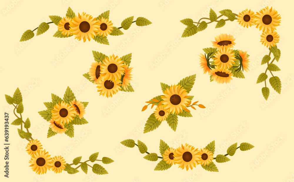 Obraz premium Arrangement Sunflower for Wedding Card or Invitation Other. Suitable for design summer, and modern